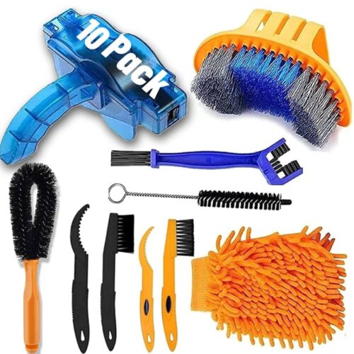 10pcs Bike Cleaning Kit, Bicycle Clean Brush Tool Including Chain Cleaner for Cycling,Bike Chain Cleaner Brush Suitable fo Mountain/Dirt/MT/Road/BMX Bike