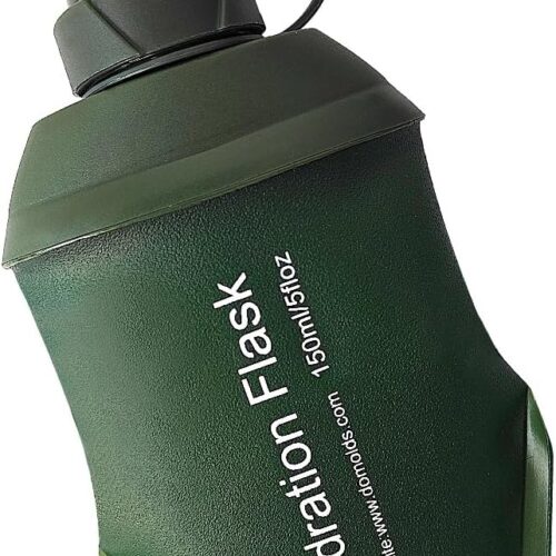 150ml Soft Flask, TPU Collapsible Soft Water Bottle for Hydration Pack, Running Vest, Folding Water Bottle for Hiking Cycling Climbing-1Pcs, Green