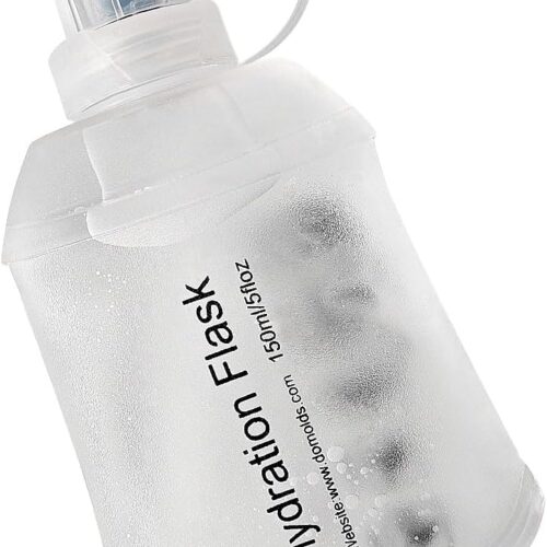 150ml Soft Flask, TPU Collapsible Soft Water Bottle for Hydration Pack, Running Vest, Folding Water Bottle for Hiking Cycling Climbing-1Pcs, White