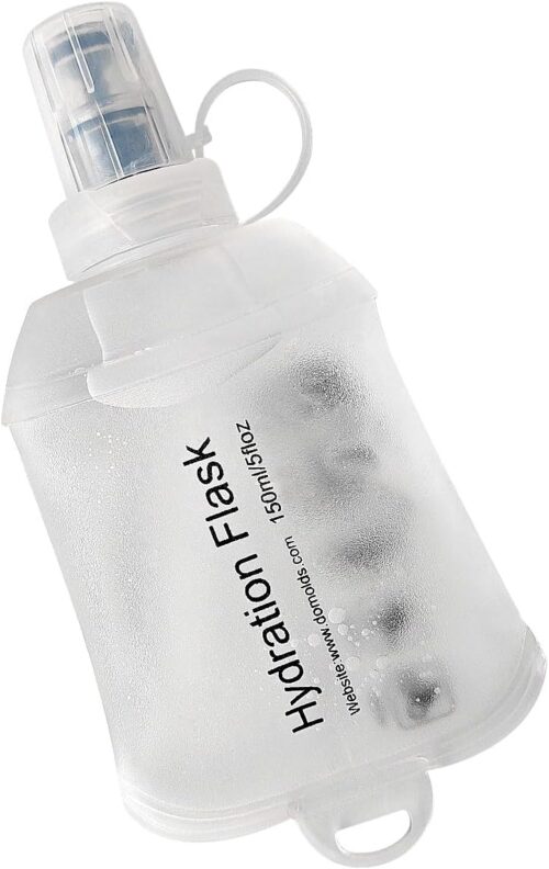 150ml Soft Flask, TPU Collapsible Soft Water Bottle for Hydration Pack, Running Vest, Folding Water Bottle for Hiking Cycling Climbing-1Pcs, White