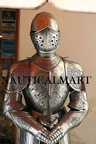 16th Century Spanish Medieval Knight Suit of Armor Etched