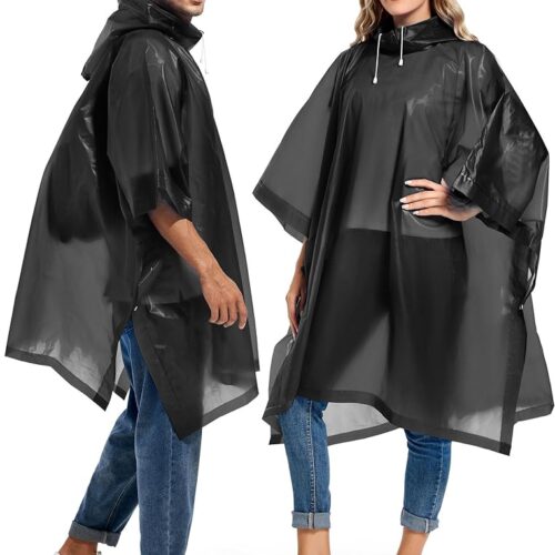 2 Pack Rain Ponchos for Adults Reusable - Raincoats Survival Emergency Heavy Duty Rain Coat with Drawstring Hood