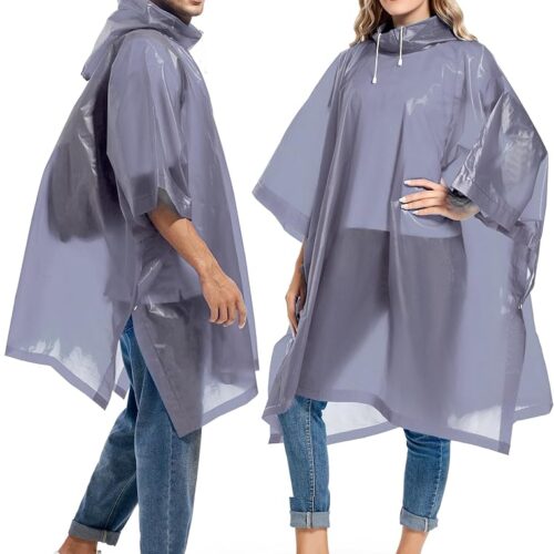 2 Pack Rain Ponchos for Adults Reusable - Raincoats Survival Emergency Heavy Duty Rain Coat with Drawstring Hood