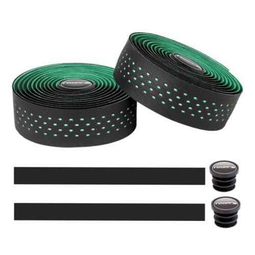 2 Pieces Bike Handle Bar Tapes Wraps Belts Watertight Shock Absorption MTB Riding Damping Accessories (Green)