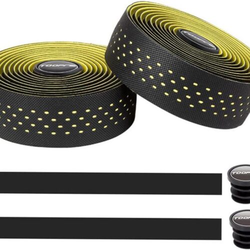 2 Pieces Bike Handle Bar Tapes Wraps Belts Watertight Shock Absorption MTB Riding Damping Accessories (Yellow)