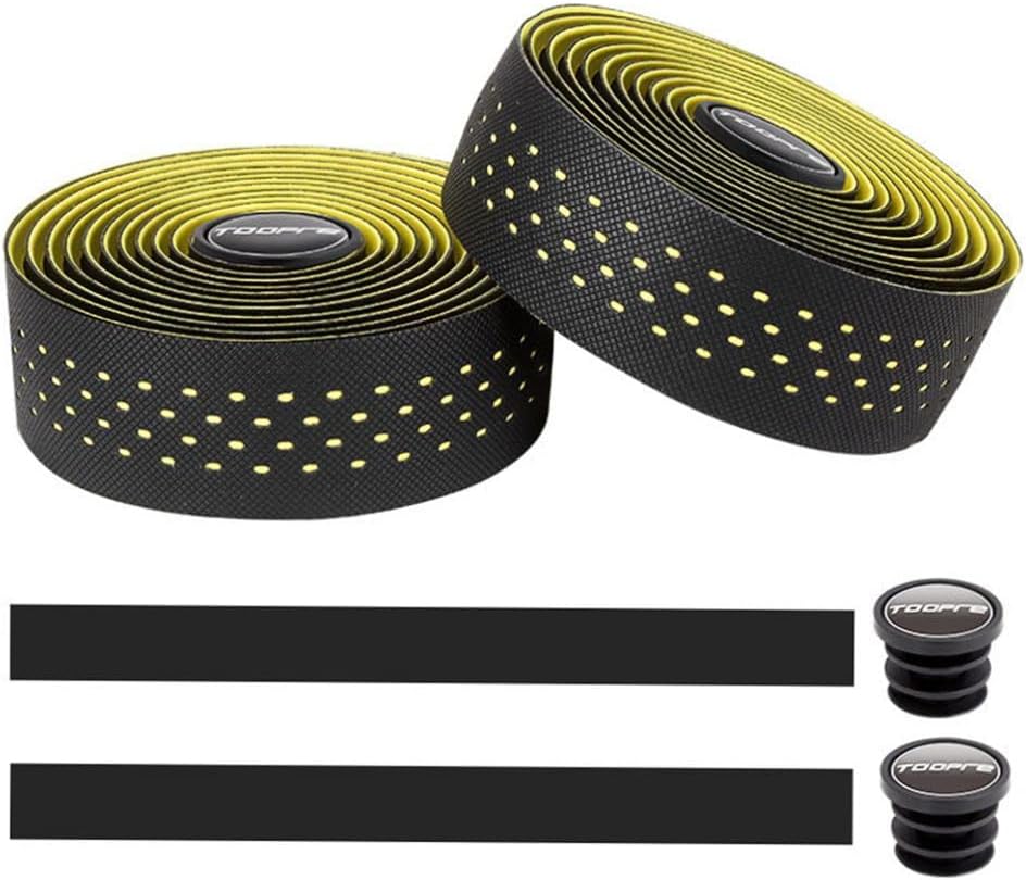 2 Pieces Bike Handle Bar Tapes Wraps Belts Watertight Shock Absorption MTB Riding Damping Accessories (Yellow) 2 Pieces Bike Handle Bar Tapes Wraps Belts Watertight Shock Absorption MTB Riding Damping Accessories (Yellow)