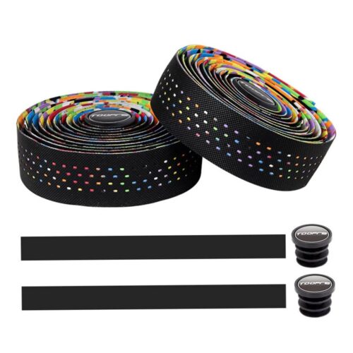 2 Pieces Bike Handle Bar Tapes Wraps Belts Watertight Shock Absorption MTB Riding Damping Accessories (Rainbow)