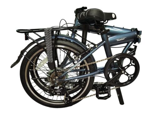 20" 7 Speed Steel Folding Bike - Hunter, with Fenders & Steel Rear Rack, Plastic Fenders with Stainless Steel Fender Stays