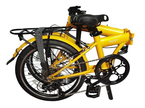 20" 7 Speed Steel Folding Bike - Hunter, with Fenders & Steel Rear Rack, Plastic Fenders with Stainless Steel Fender Stays