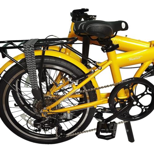 20" 7 Speed Steel Folding Bike - Hunter, with Fenders & Steel Rear Rack, Plastic Fenders with Stainless Steel Fender Stays