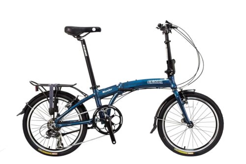 20" 8 Speed Aluminum Folding Bike - Wonder V Brakes, with Fenders & Alloy Rear Rack, Stainless Steel Spokes & Stainless Steel Fender Stays