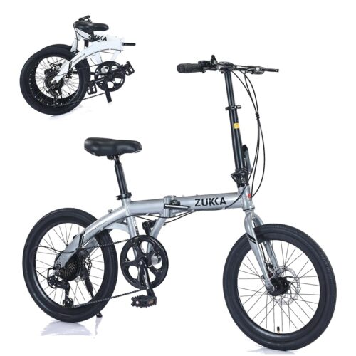 20 Inch Folding Bike with 7-Speed，Heavy Duty Folding Bike Up to 330LBS-Lightweight Aluminum Frame Folding Bike，Folding Commuter Bike for Women/Men/Adult/Youth,Adjustable Stem，7...