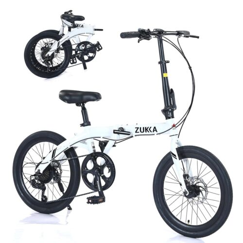 20 Inch Folding Bike with 7-Speed，Heavy Duty Folding Bike Up to 330LBS-Lightweight Aluminum Frame Folding Bike，Folding Commuter Bike for Women/Men/Adult/Youth,Adjustable Stem，7...