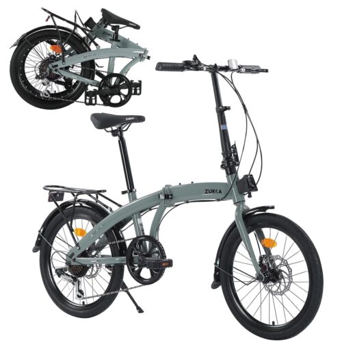 20 Inch Folding Bike with 7-Speed Shifter，Heavy Duty Folding Bike Up to 330LBS-Durable Steel Frame Folding Bike，Folding Commuter Bike for Adult/Youth,Adjustable Stem，7 Colors