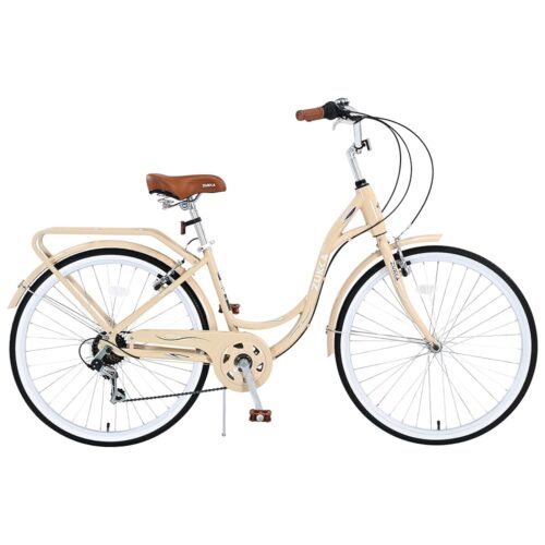 24/26 Inch Adult Bike Cruiser Bicycle 7 Speeds Steel Frame Cith Bike Commuter Bike for Women, Men, Seniors,Multi Colors