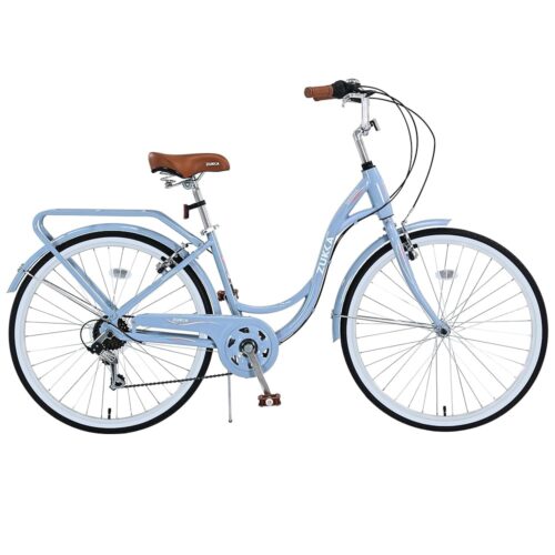 24/26 Inch Adult Bike Cruiser Bicycle 7 Speeds Steel Frame Cith Bike Commuter Bike for Women, Men, Seniors,Multi Colors