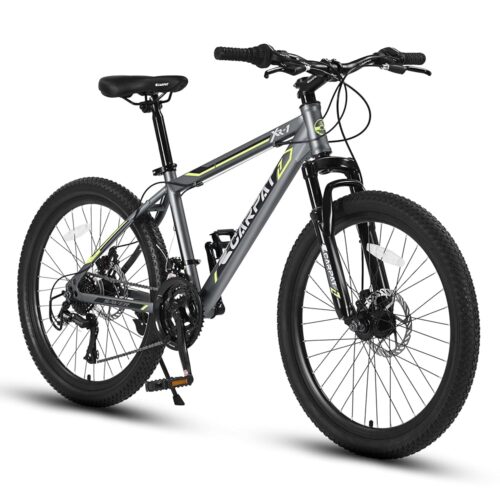 24 26 Inch Mountain Bike, Front Suspension 21 Speeds Disc/V Brake Men Women Bicycle, Carbon Steel Mountain Bike, Adult Trail Beach Snow Commuter City Bikes