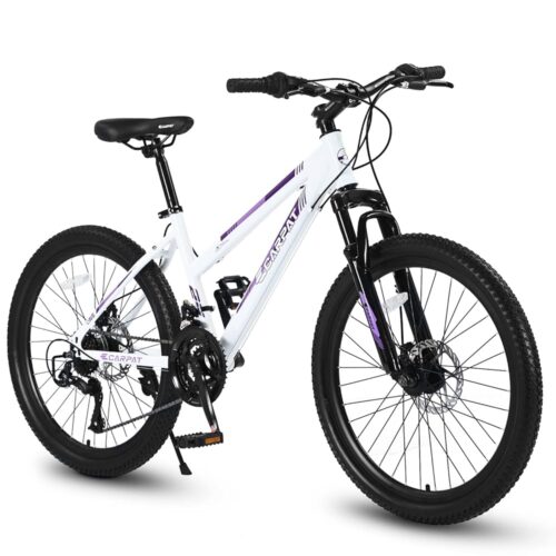 24 26 Inch Women Girls Mountain Bike, Disc/V Brakes 21 Speeds Women Bike, Sturdy Steel Frame and Suspension Fork, Stylish Adult and Teens Bicycle for Urban Trail Snow Commuter