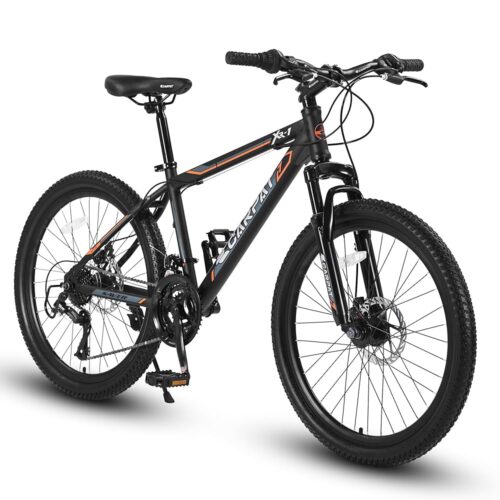 24/26 Inches Wheels Mountain Bike High Carbon Steel Mountain Bicycles for Adults All-Terrain Tires 21-Speed MTB Suspension Fork Dual Disc Brakes for Womens Mens Multiple Color