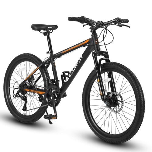 24/26 Inches Wheels Mountain Bike High Carbon Steel Mountain Bicycles for Adults All-Terrain Tires 21-Speed MTB Suspension Fork Dual Disc Brakes for Womens Mens Multiple Color