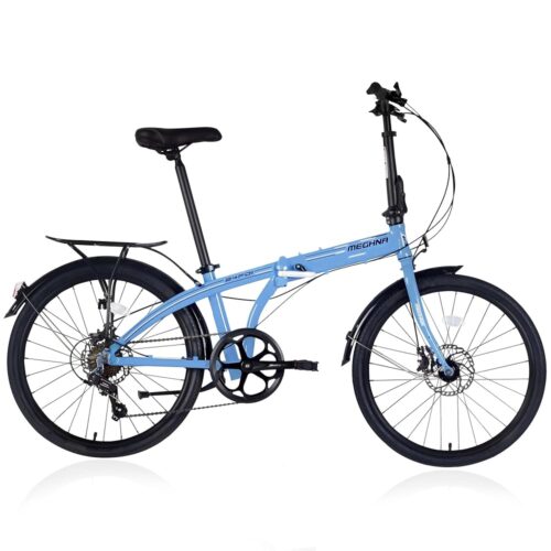 24 inch Folding Bike with 7-Speed, Lightweight Aluminum Frame,Foldable Bicycle for Adults,Portable City Bicycle Urban Commuter Lightweight Bike for Commuting Fitness