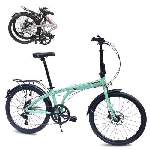 24 inch Folding Bike with 7-Speed, Lightweight Aluminum Frame,Foldable Bicycle for Adults,Portable City Bicycle Urban Commuter Lightweight Bike for Commuting Fitness