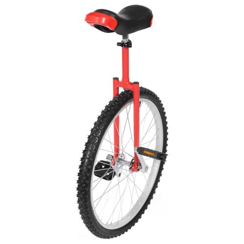 24 Inch Wheel Unicycle Adjustable Height Outdoor Unicycle with 2 Pedals, Red Cycling Wheel for Outdoor Sports Enthusiasts Weight Limit 154lbs