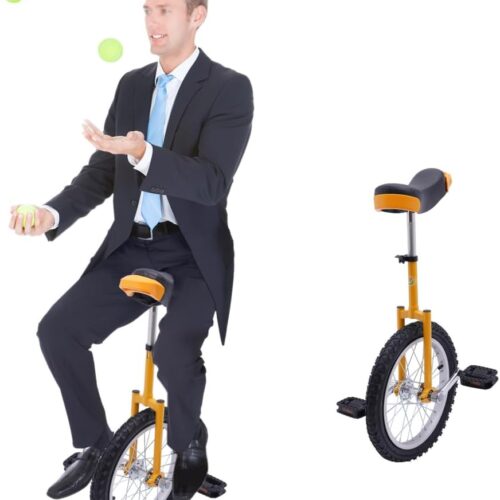 24 Inch Wheel Unicycle Wheel Outdoor Unicycle with Adjustable Seat Exercise Bicycle Unicycle Maximum Weight 80KG/176LBS Outdoor Sports Fun Bike for Office Workers Cycling...