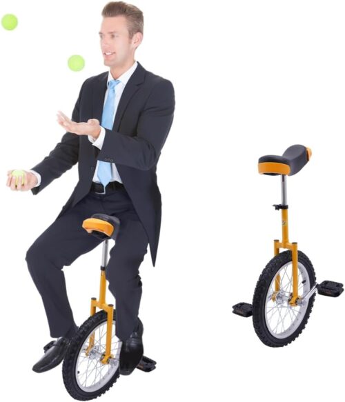 24 Inch Wheel Unicycle Wheel Outdoor Unicycle with Adjustable Seat Exercise Bicycle Unicycle Maximum Weight 80KG/176LBS Outdoor Sports Fun Bike for Office Workers Cycling...