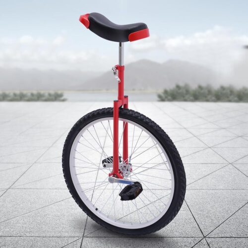 24-Inches Wheel Unicycle Leakproof Tire Wheel Cycling Adjustable Seat Unicycle for Adults Outdoor Sports Fitness Exercise Health