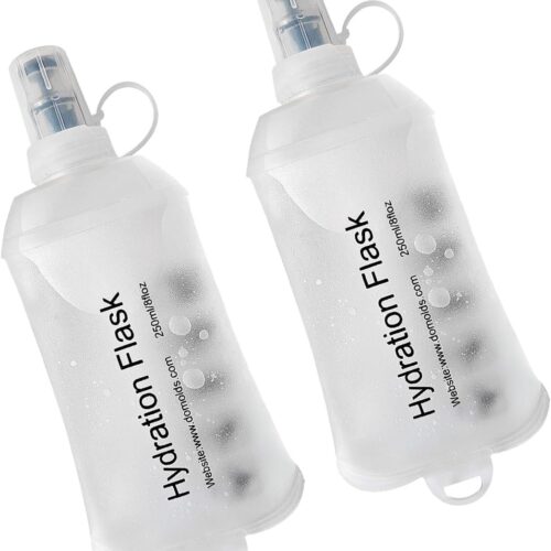 250ml Soft Flask, TPU Collapsible Soft Water Bottle for Hydration Pack, Running Vest, Folding Water Bottle for Hiking Cycling Climbing-2Pcs, White