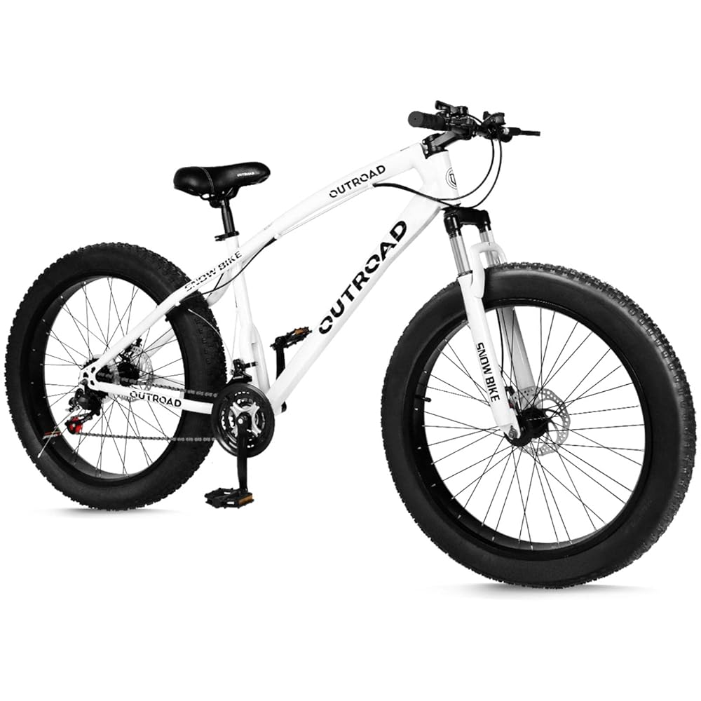 26 inch Fat Tire Mountain Bike with 4 inch Knobby Tires, 21 Speed MTB with Dual Disc Brake for Adults, Anti-Slip Bicycle with Front Suspension, High Carbon Steel Frame, Men and... 26 inch Fat Tire Mountain Bike with 4 inch Knobby Tires, 21 Speed MTB with Dual Disc Brake for Adults, Anti-Slip Bicycle with Front Suspension, High Carbon Steel Frame, Men and...