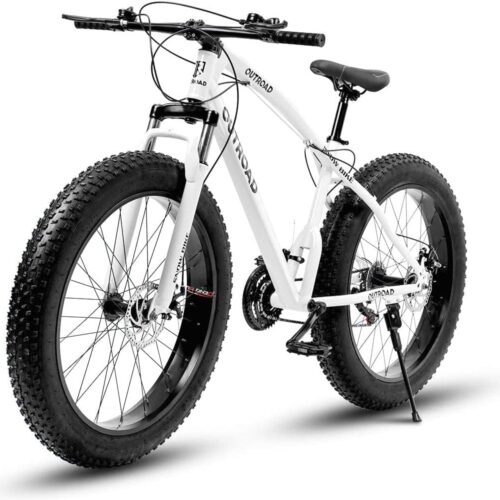 26 Inch Fat Tire Mountain Bike with Dual Disc Brakes, 26 Inch Non-Slip Wide Tires with 21 Speed, High-Carbon Frame MTB, Mountain Bicycle for Men and Women