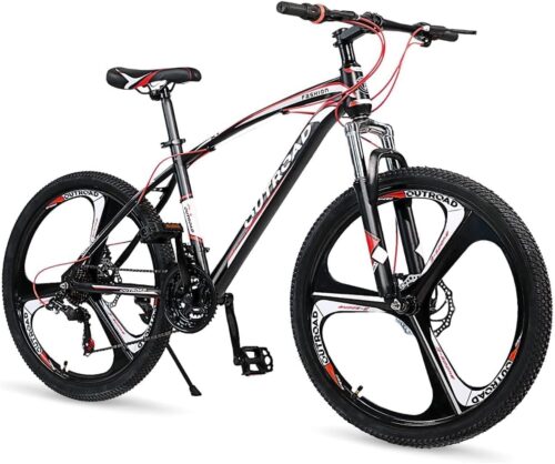 26-inch Mountain Bike, High-Aluminum/Carbon Steel Frame, 21-Speed Dual Disc Brake Mountain Bike with Lock-Out Suspension Fork for Men and Women