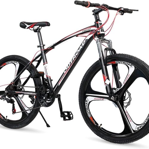 26-inch Mountain Bike, High-Aluminum/Carbon Steel Frame, 21-Speed Dual Disc Brake Mountain Bike with Lock-Out Suspension Fork for Men and Women