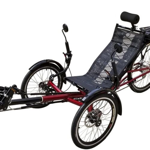 26Inch 250W Rear Hub Motor Drive High Carbon Steel Recumbent Bike Foldable Three-Wheel Bike, Adjustable seat