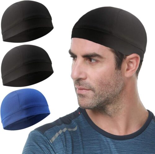 3 Pack Cooling Skull Cap Helmet Liner Sweat Wicking Cycling Running Hat for Men Women