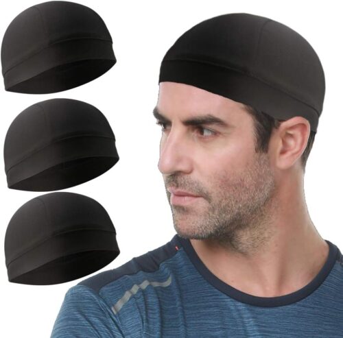 3 Pack Cooling Skull Cap Helmet Liner Sweat Wicking Cycling Running Hat for Men Women