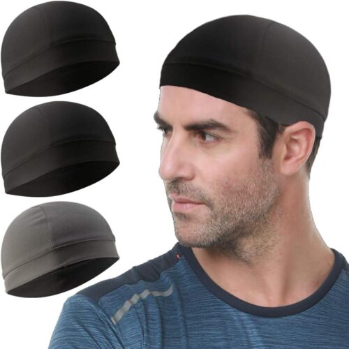 3 Pack Cooling Skull Cap Helmet Liner Sweat Wicking Cycling Running Hat for Men Women