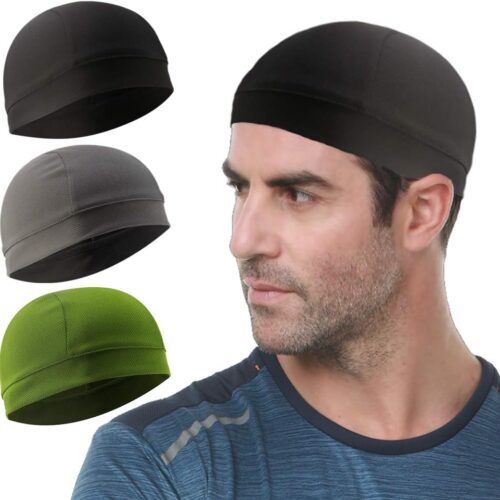 3 Pack Cooling Skull Cap Helmet Liner Sweat Wicking Cycling Running Hat for Men Women