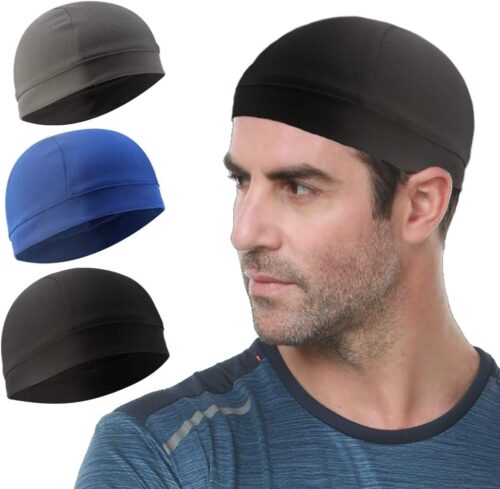 3 Pack Cooling Skull Cap Helmet Liner Sweat Wicking Cycling Running Hat for Men Women