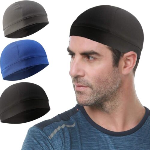 3 Pack Cooling Skull Cap Helmet Liner Sweat Wicking Cycling Running Hat for Men Women