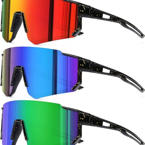 3 Pack Kids Baseball Sunglasses Youth Sports Football Softball Sunglasses for Girls Boys UV400 Protection