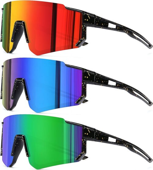 3 Pack Kids Baseball Sunglasses Youth Sports Football Softball Sunglasses for Girls Boys UV400 Protection