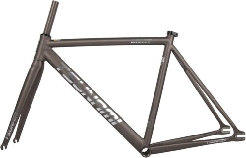 700C Fixed Gear Bike Frameset 49CM 52CM 55CM 58CM Aluminum Alloy Racing Track Bike Frame C Brake Bike Frame Quick Release Frame 100/120mm QR(Titanium Gray,49cm)