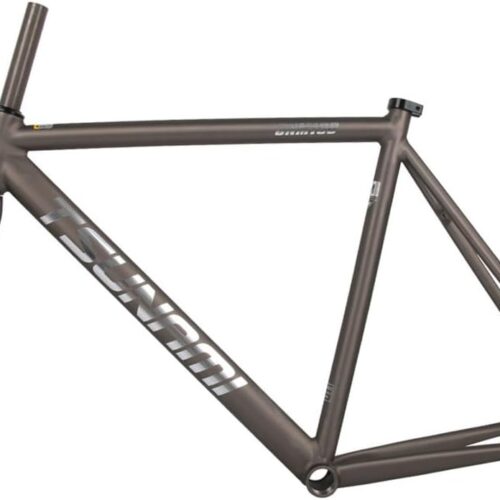 700C Fixed Gear Bike Frameset 49CM 52CM 55CM 58CM Aluminum Alloy Racing Track Bike Frame C Brake Bike Frame Quick Release Frame 100/120mm QR(Titanium Gray,49cm)