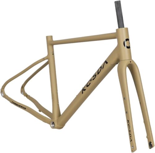 700C Gravel Road Bike Frameset 46CM 48CM 50CM Aluminum Alloy Disc Brake Frame Thru Axle Frame F12*100mm R12*142mm Carbon Fiber Fork(Yellow,48cm)