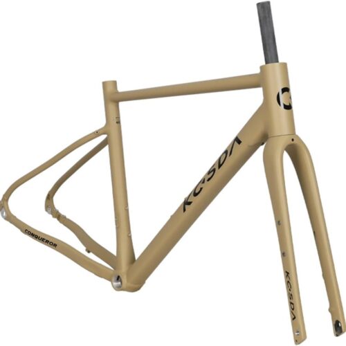 700C Gravel Road Bike Frameset 46CM 48CM 50CM Aluminum Alloy Disc Brake Frame Thru Axle Frame F12*100mm R12*142mm Carbon Fiber Fork(Yellow,48cm)