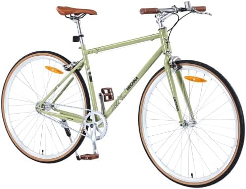 700C Mens Road Race Bike Retro Style, Single Speed Fixed Gear Womens Bicycle with Light Frame for Commuter, Adult Urban Hybrid Bike,Steel Frame