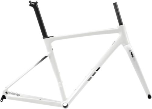 700C Road Bike Frameset 41cm 45cm 48cm 51cm 54cm Aluminum Alloy Disc Brake Frame F12*100MM R12*142mm Thru-Axle Frame with Carbon Fiber Fork Internal Routing BSA BB68mm(White,48cm)